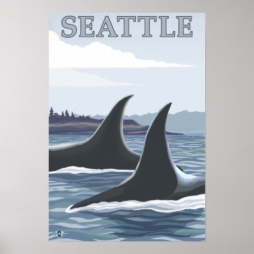 Orca Whales 1 _ Seattle Washington Poster