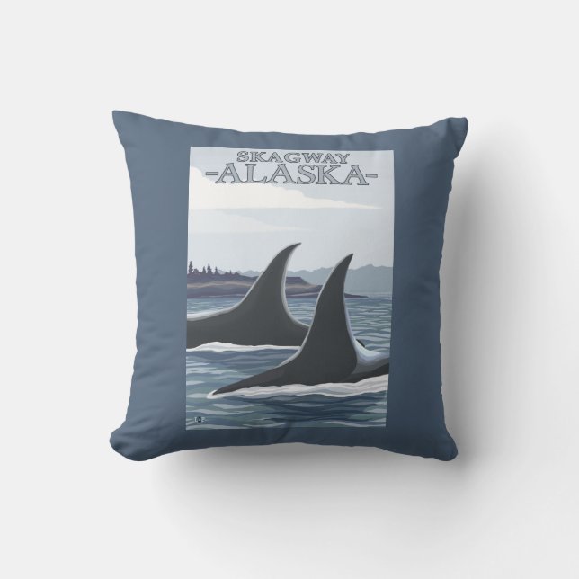 Orca Whales #1 - Skagway, Alaska Throw Pillow (Front)