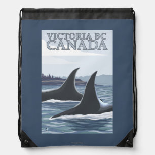 Orca Whales #1 - Victoria, BC Canada Drawstring Bag