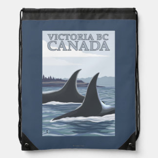 Orca Whales #1 - Victoria, BC Canada Drawstring Bag
