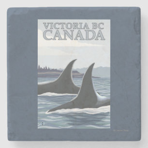 Orca Whales #1 - Victoria, BC Canada Stone Coaster