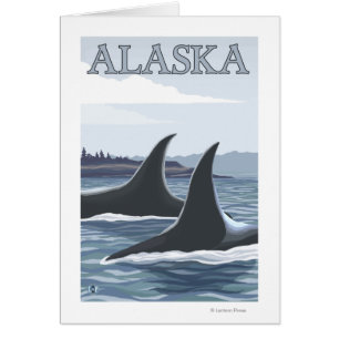 Orca Whales #1- Vintage Travel Poster Cards