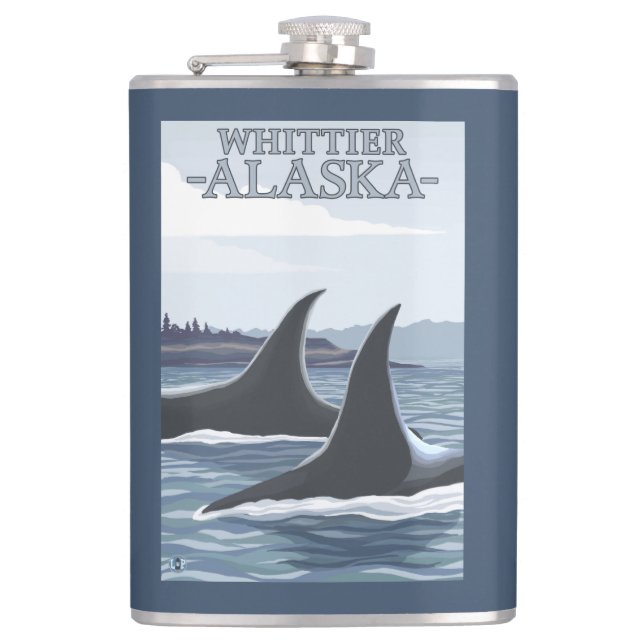 Orca Whales #1 - Whittier, Alaska Flask (Front)