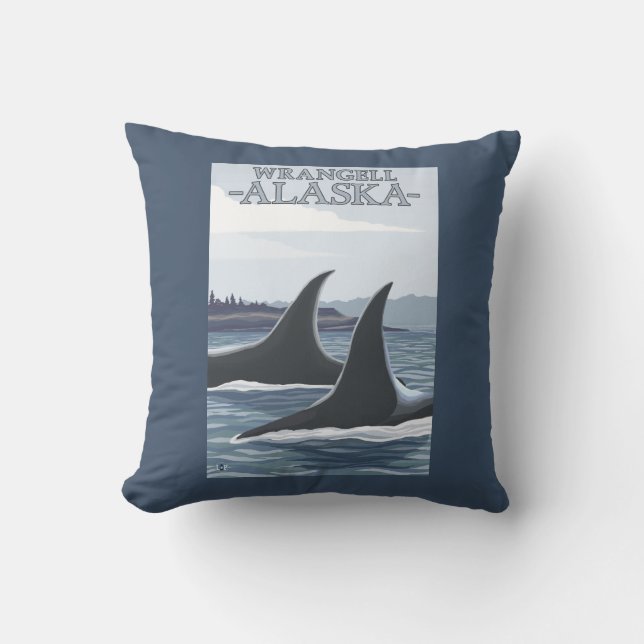 Orca Whales #1 - Wrangell, Alaska Throw Pillow (Front)