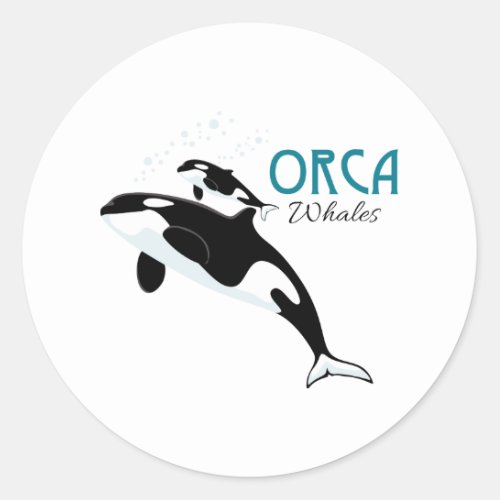 Orca Whales Classic Round Sticker