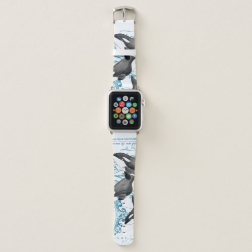 Orca whales family ancient blue apple watch band