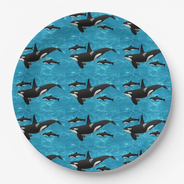 Orca Whales Paper Plates (Front)