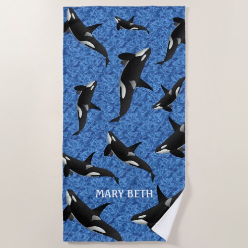 Orca Wild  Personalized Killer Whale Beach Towel