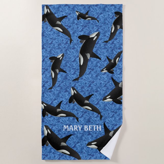Orca Wild | Personalized Killer Whale Beach Towel (Front)