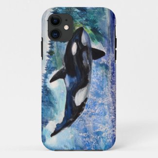 Orca Wildlife watercolor iPhone case