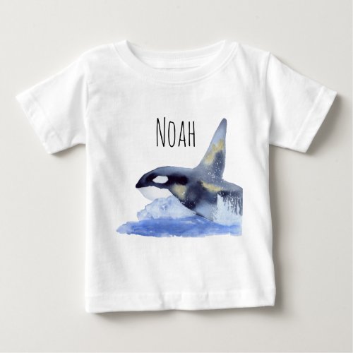 Orca with gold and customizable name baby T_Shirt