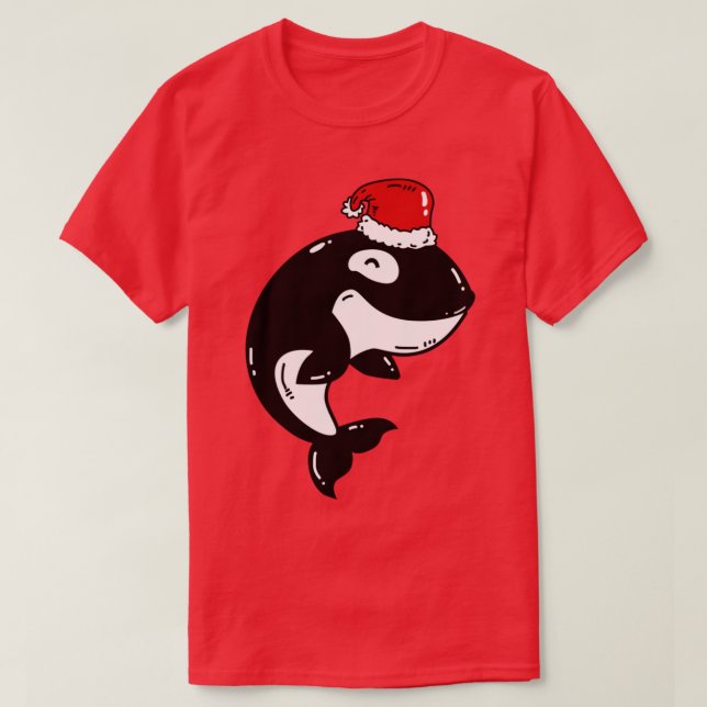 Orca with Santa Hat Funny Christmas Gift  T-Shirt (Design Front)