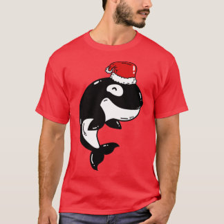 Orca with Santa Hat Funny Christmas Gift  T-Shirt