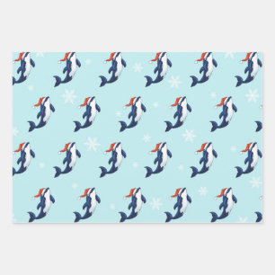 Orca with snowflakes wrapping paper sheets