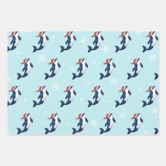 Orca with snowflakes wrapping paper sheets