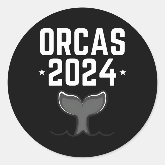 Orcas 2024 classic round sticker (Front)