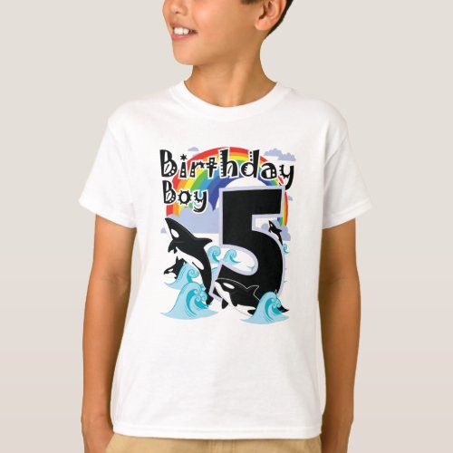Orcas 5 Birthday Boy  Orca Killer Whale as Party T_Shirt