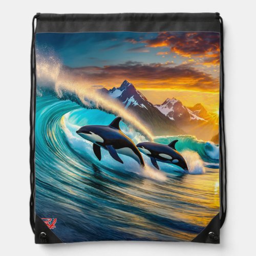 Orcas ATC Design By Rich AMeN Gill Drawstring Bag