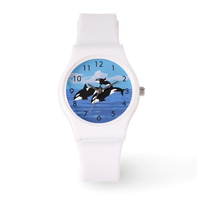 Orcas Custom Sporty White Silicon Watch (Front)