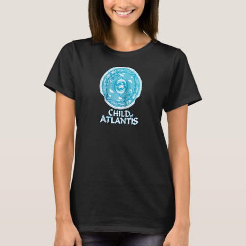 Orcas dolphins sea turtle Atlantis Symbol Raglan B T_Shirt