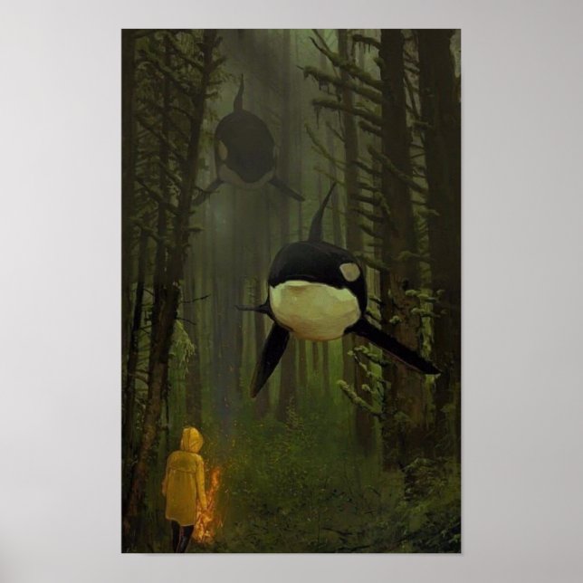 Orcas in a Mystical Forest Poster (Front)