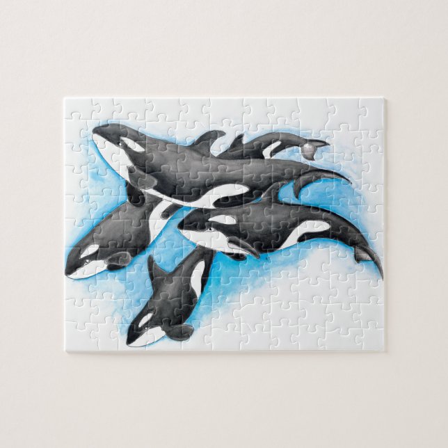 orcas in blue jigsaw puzzle (Horizontal)