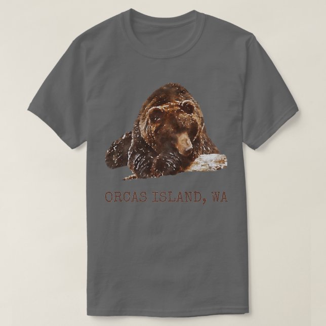 Orcas Island Brown Grizzly Bear In Snow Washington T-Shirt (Design Front)