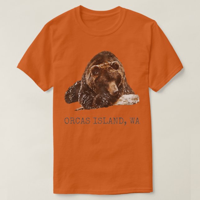 Orcas Island Brown Grizzly Bear In Snow Washington T-Shirt (Design Front)