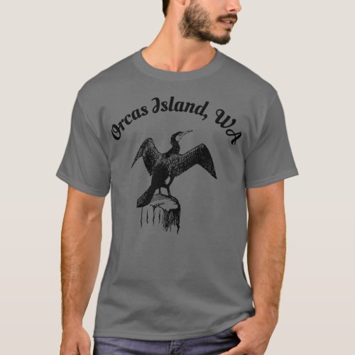 Orcas Island WA Cormorant Bird Drying Wings Waterb T_Shirt