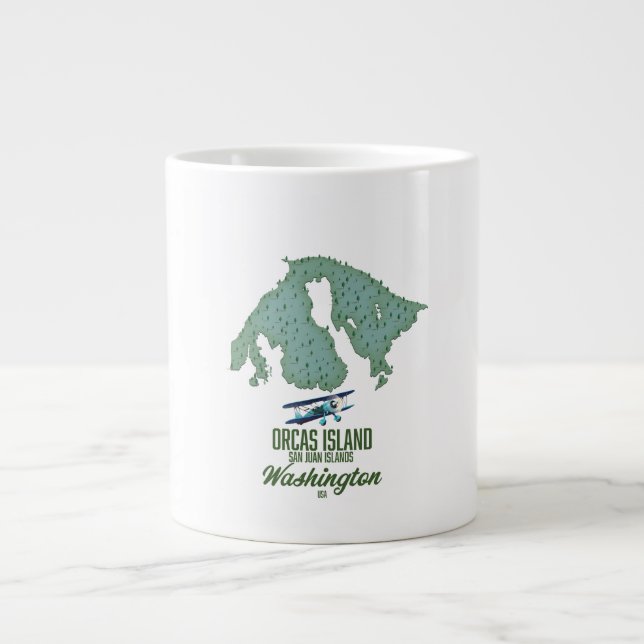 Orcas Island, Washington, USA map Giant Coffee Mug (Front)