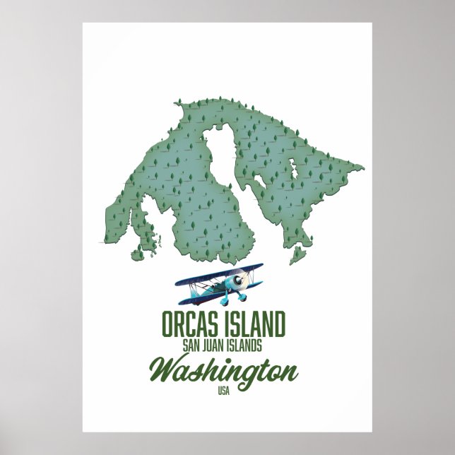 Orcas Island, Washington, USA map Poster (Front)