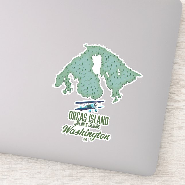 Orcas Island, Washington, USA map Sticker (Detail)