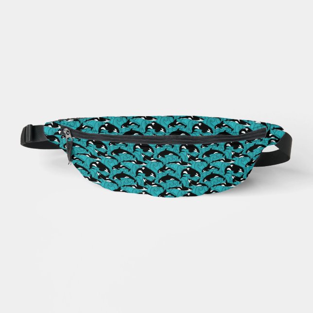 Orcas Killer Whales in the Ocean Patterned Fanny Pack (Front)