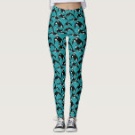 Orcas Killer Whales in the Ocean Patterned Leggings<br><div class="desc">Add an aquatic touch to your outfit with these illustrated leggings that features illustrations of orcas or killer whales in black and white set against a teal blue ocean waves background.</div>