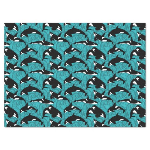Orcas Killer Whales in the Ocean Patterned Tissue Paper