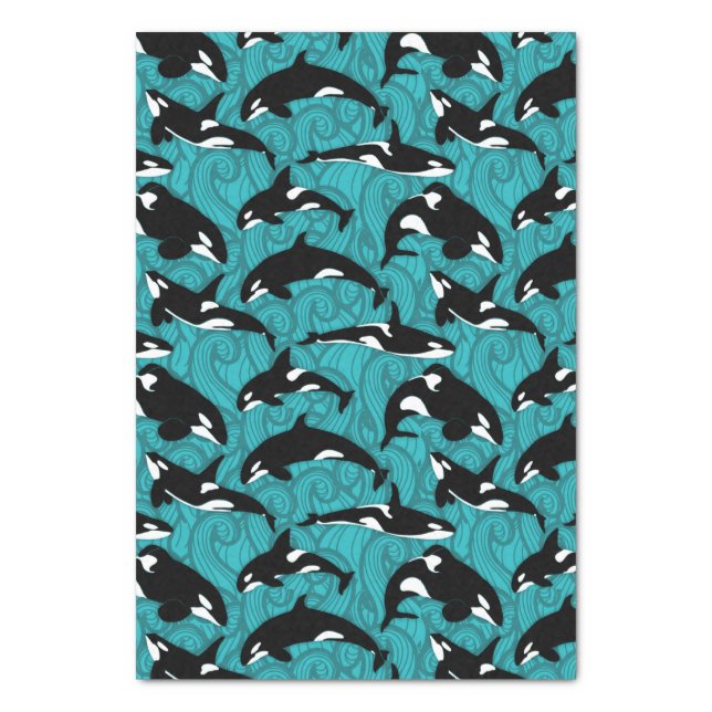 Orcas Killer Whales in the Ocean Patterned Tissue Paper