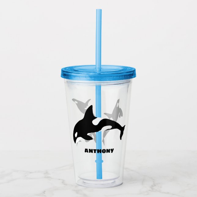 Orcas Killer Whales Personalized Travel Cup (Front)