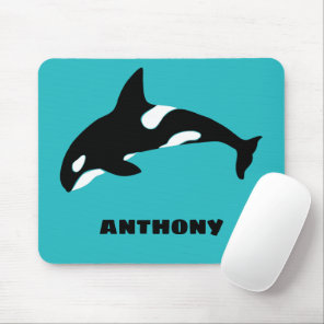 Orcas Killer Whales Teal Blue Personalized Mouse Pad