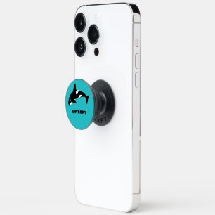 Orcas Killer Whales Teal Blue Personalized PopSocket