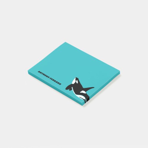 Orcas Killer Whales Teal Blue Personalized Post_it Notes
