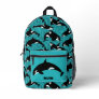 Orcas Killer Whales Teal Blue Personalized Printed Backpack