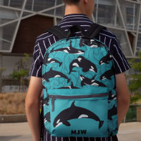 Orcas Killer Whales Teal Blue Personalized