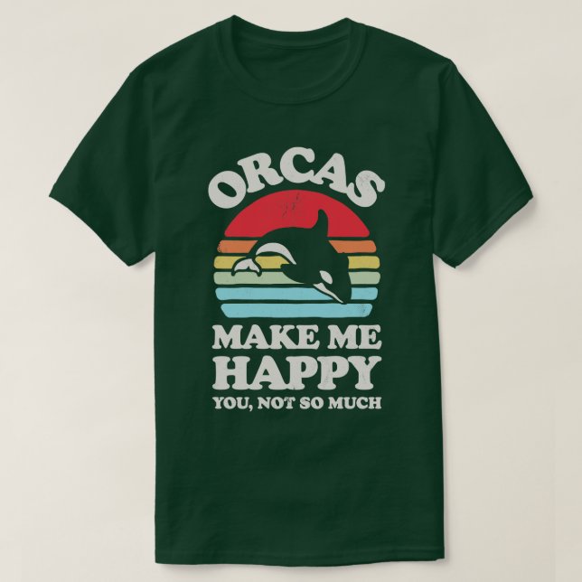 Orcas Make Me Happy Sunset Retro for Men Women Boy T-Shirt (Design Front)