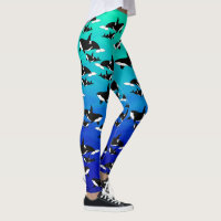 Orcas on Ombre Blue Green - Leggings