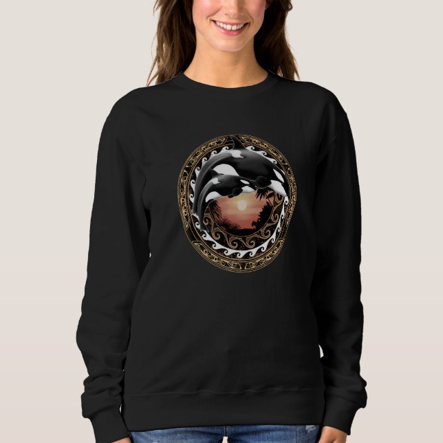 Orcas Polynesian Hawaiian Whale Cute Orca Sweatshirt (Front)