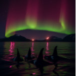 Orcas Swim In Purple Aurora - Killer Whale Jigsaw Puzzle<br><div class="desc">Immerse yourself in the mystery and beauty of the ocean with this stunning jigsaw puzzle featuring a pod of orcas swimming at night as a rare purple aurora casts a violet glow upon the dark waters. With up to 1014 pieces, this puzzle presents a challenge that is both satisfying and...</div>