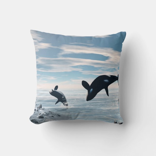Orcas Throw Pillow (Front)