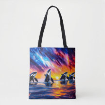 Orcas Under Galaxy Sky 02 Design by Rich AMeN