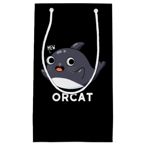 Orcat Funny Cat Orca Pun Dark BG Small Gift Bag