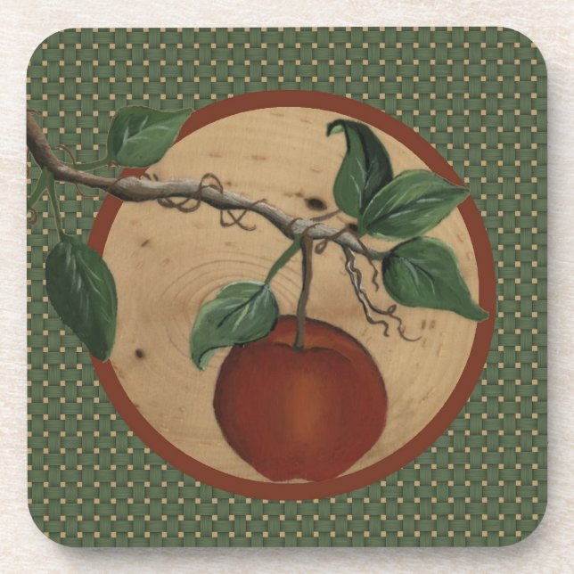 Orchard Apple Cork Coaster (Front)